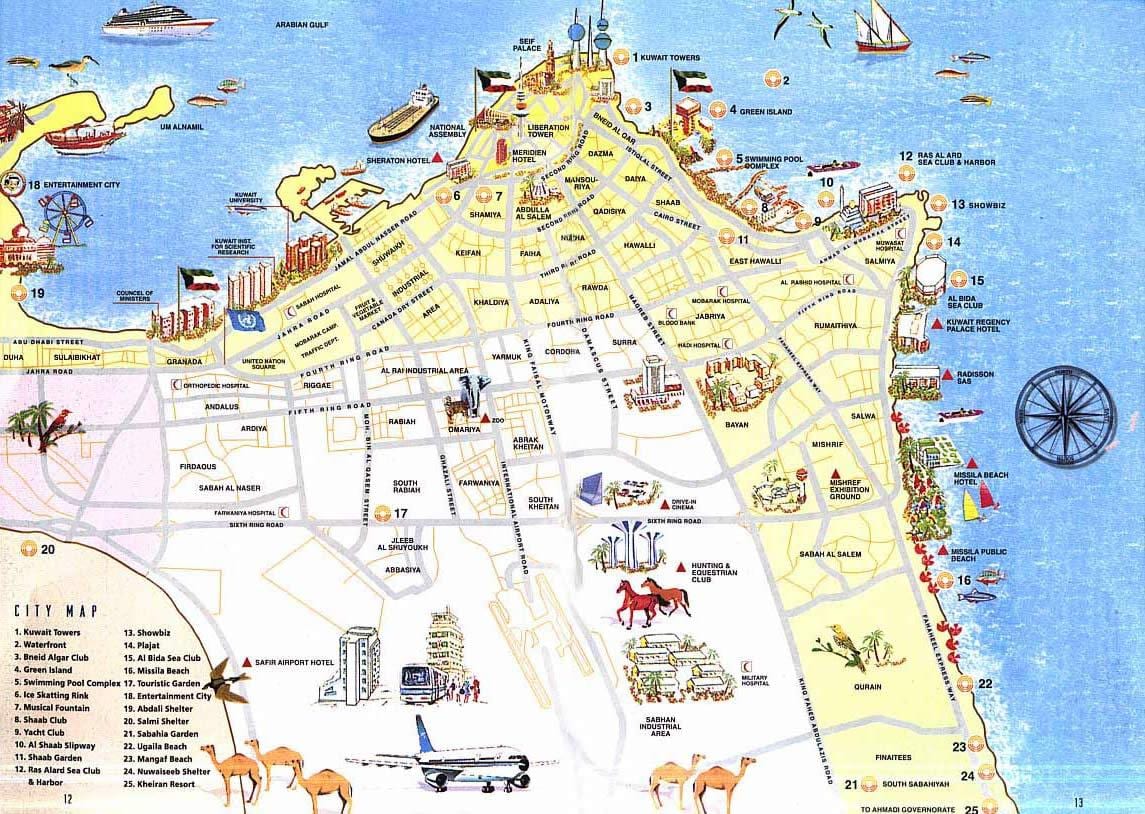 mapa kuvajtu turistické